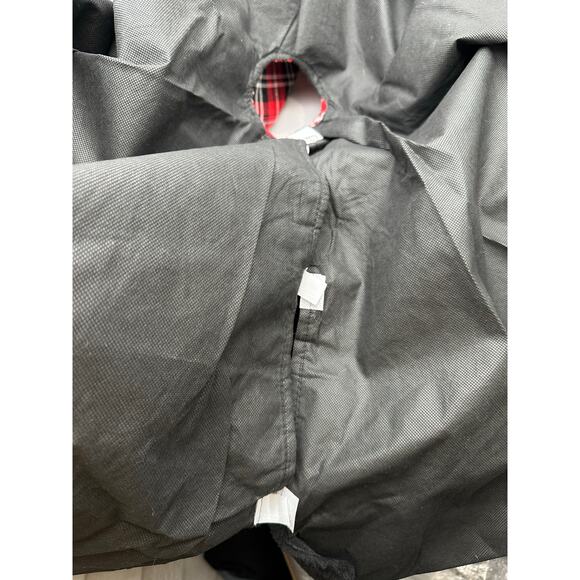 Tartan TREE SKIRT 21.5" Red plaid Christmas felt trim black Faux Fur trim Plush - Picture 3 of 4